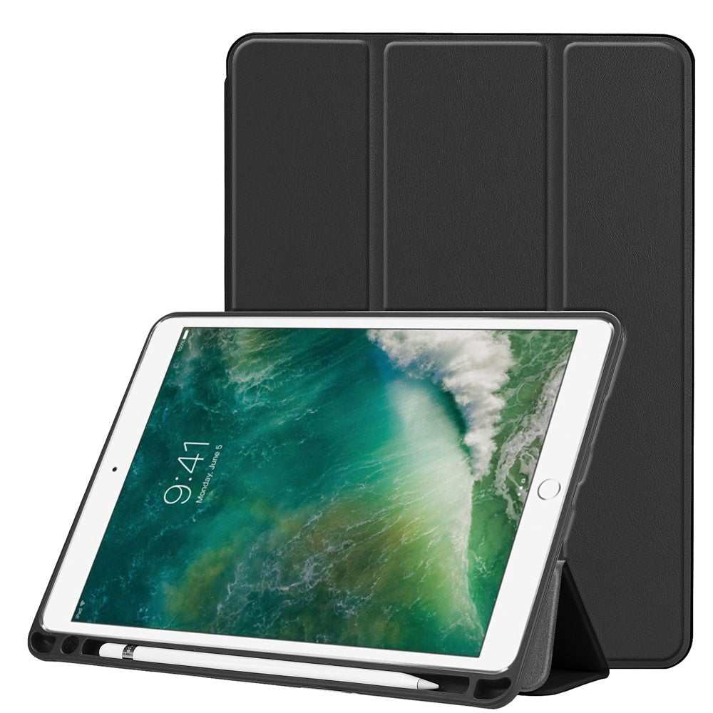 Slim Case for iPad Air 10.5 (2019) / Pro 10.5 (2017) PU Leather Tablet Cover Tri-fold Stand Protector with Pen Slot - Black