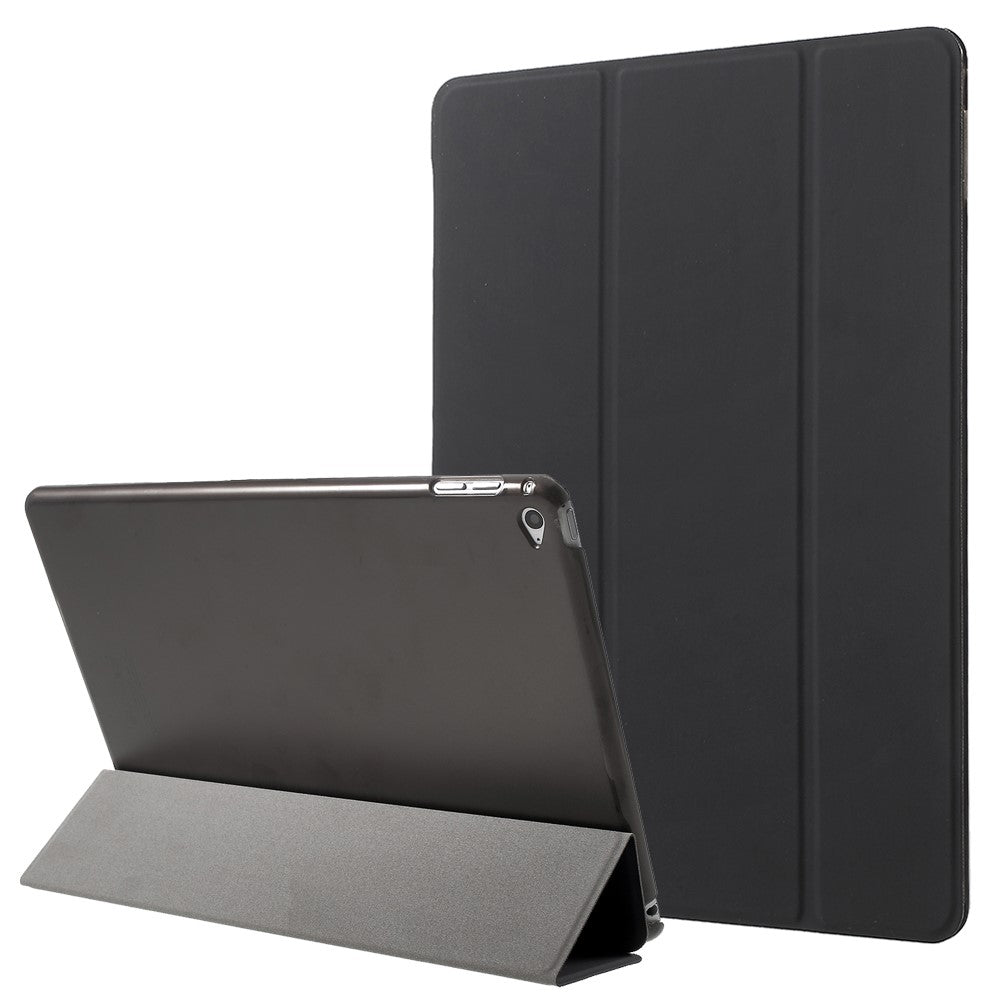 PU Leather Tablet Case with Tri-fold Stand for iPad Air 2 Dual Angles Stand Design Tablet Case - Black