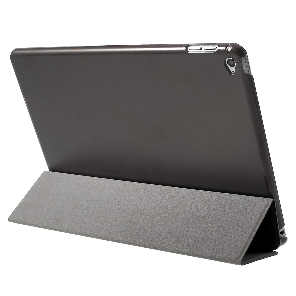 PU Leather Tablet Case with Tri-fold Stand for iPad Air 2 Dual Angles Stand Design Tablet Case - Black