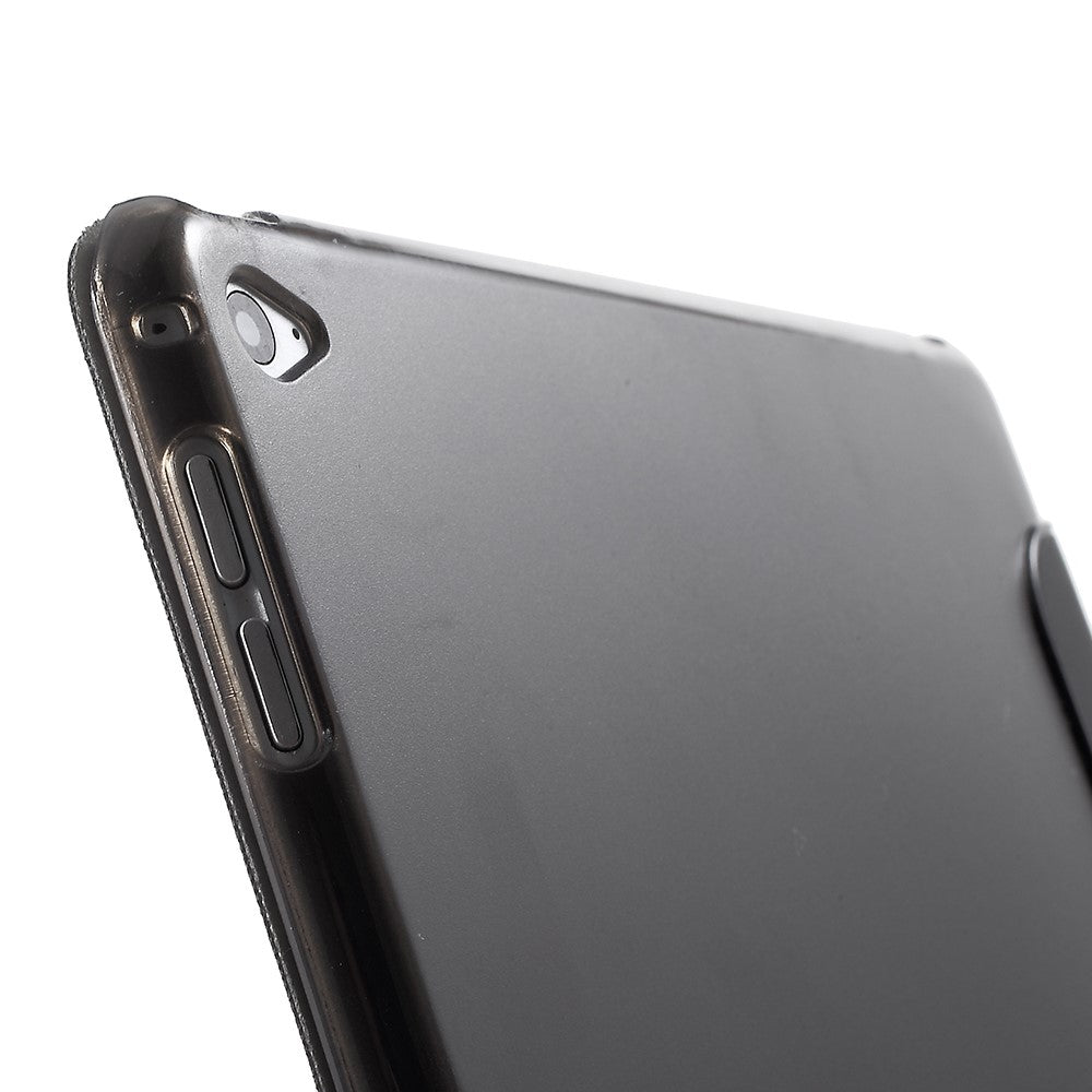 PU Leather Tablet Case with Tri-fold Stand for iPad Air 2 Dual Angles Stand Design Tablet Case - Black