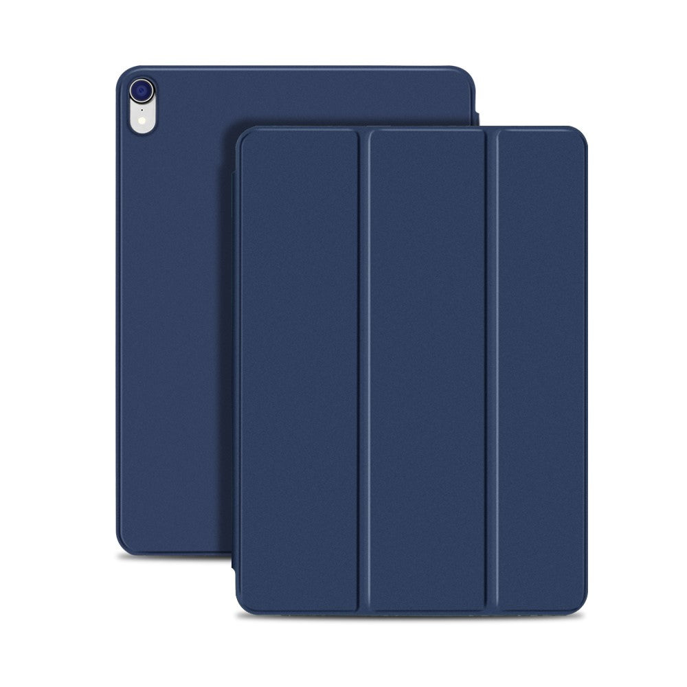 Tablet Cover for iPad Air 11 (2025)/(2024)/Air (2022)/(2020)/Pro 11-inch (2018) Magnetic Attraction Tri-Fold Smart Leather Case - Dark Blue