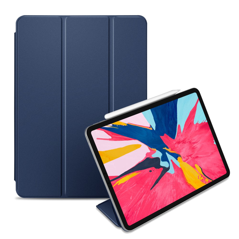 Tablet Cover for iPad Air 11 (2025)/(2024)/Air (2022)/(2020)/Pro 11-inch (2018) Magnetic Attraction Tri-Fold Smart Leather Case - Dark Blue