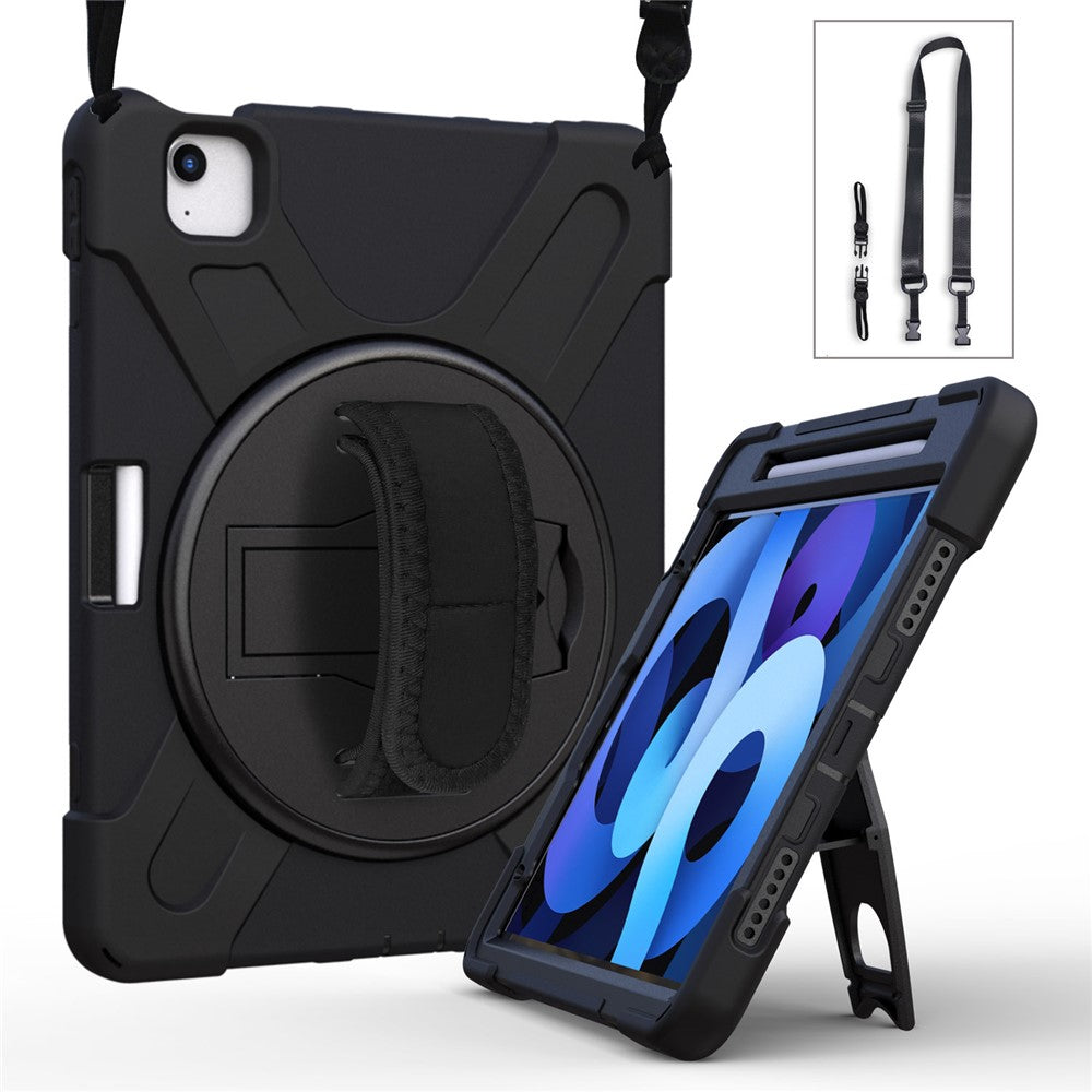For iPad Air 11 (2025) / (2024) / Air (2020) / Air (2022) / Pro 11 (2022) / (2021) / (2020) / (2018) Kickstand Case with Strap - Black