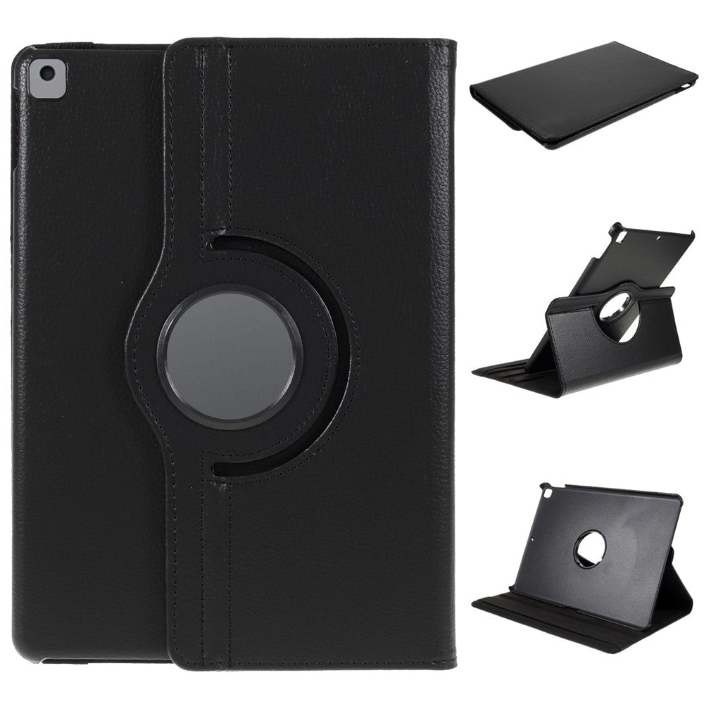 Leather Case for iPad 10.2 (2021) / (2020) / (2019) / Air 10.5 inch (2019) / Pro 10.5 inch (2017) Litchi Texture Rotating Stand Cover - Black