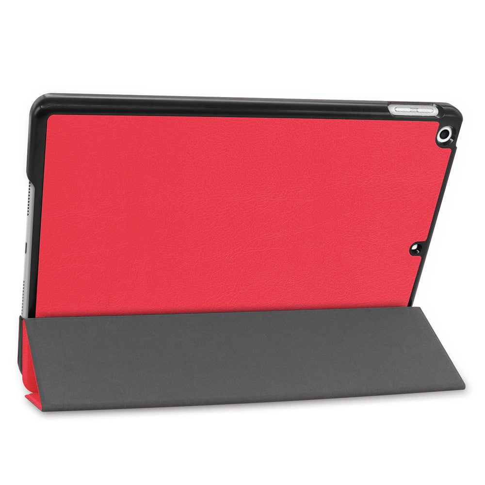 Tri-Fold Stand Tablet Cover for iPad 10.2 (2021) / (2020) / (2019) PU Leather Protective Smart Case with Auto Sleep / Wake - Red