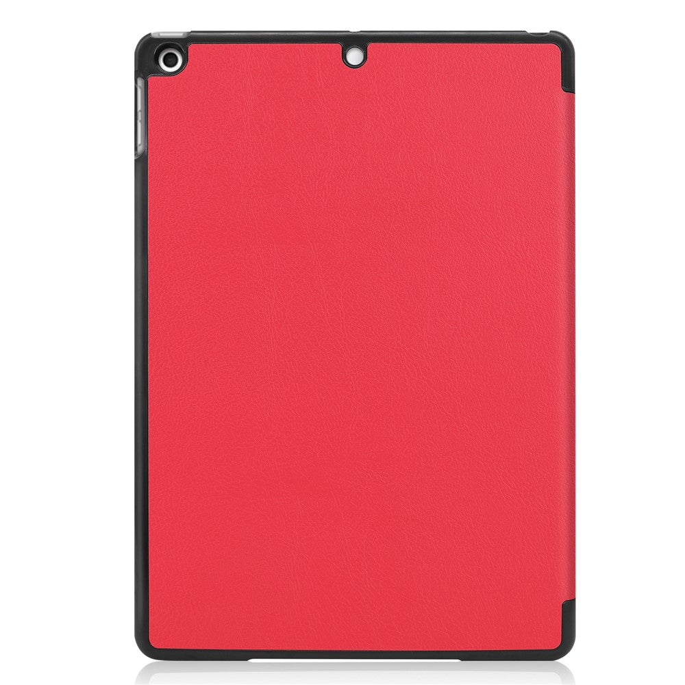 Tri-Fold Stand Tablet Cover for iPad 10.2 (2021) / (2020) / (2019) PU Leather Protective Smart Case with Auto Sleep / Wake - Red