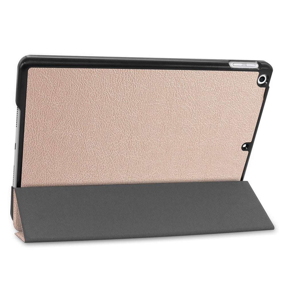 Tri-Fold Stand Tablet Cover for iPad 10.2 (2021) / (2020) / (2019) PU Leather Protective Smart Case with Auto Sleep / Wake - Gold
