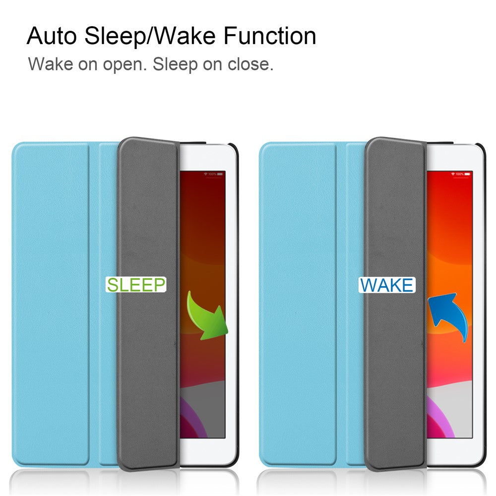 Tri-Fold Stand Tablet Cover for iPad 10.2 (2021) / (2020) / (2019) PU Leather Protective Smart Case with Auto Sleep / Wake - Baby Blue