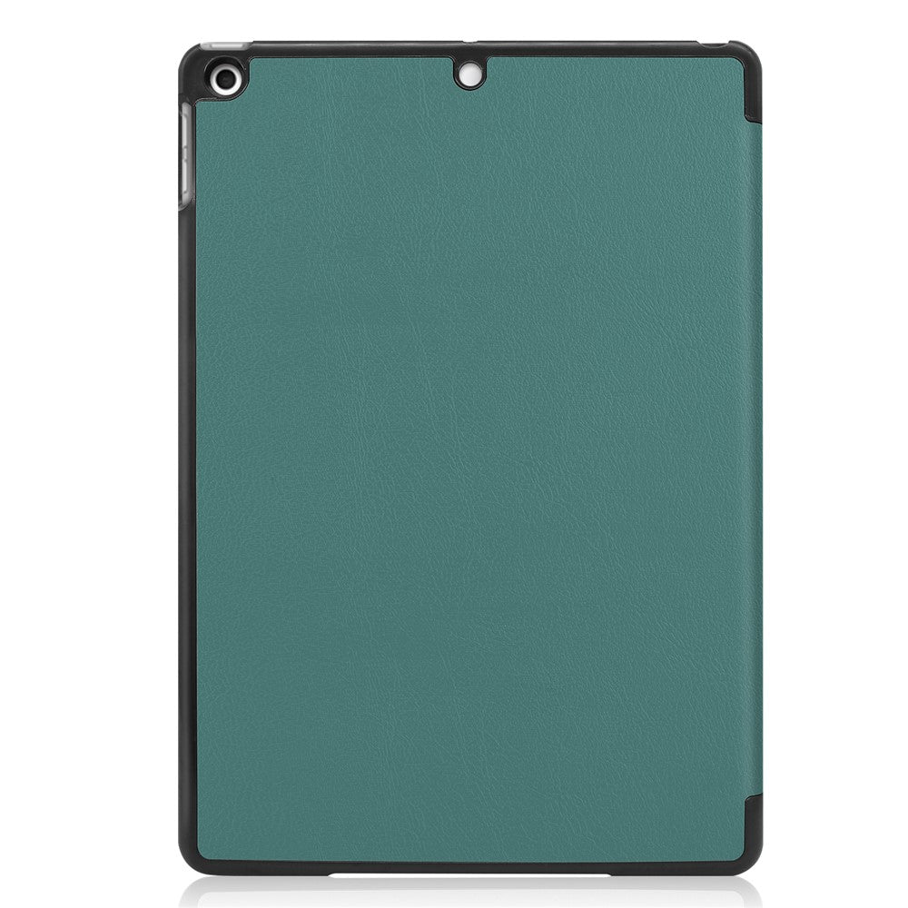 Tri-Fold Stand Tablet Cover for iPad 10.2 (2021) / (2020) / (2019) PU Leather Protective Smart Case with Auto Sleep / Wake - Blackish Green