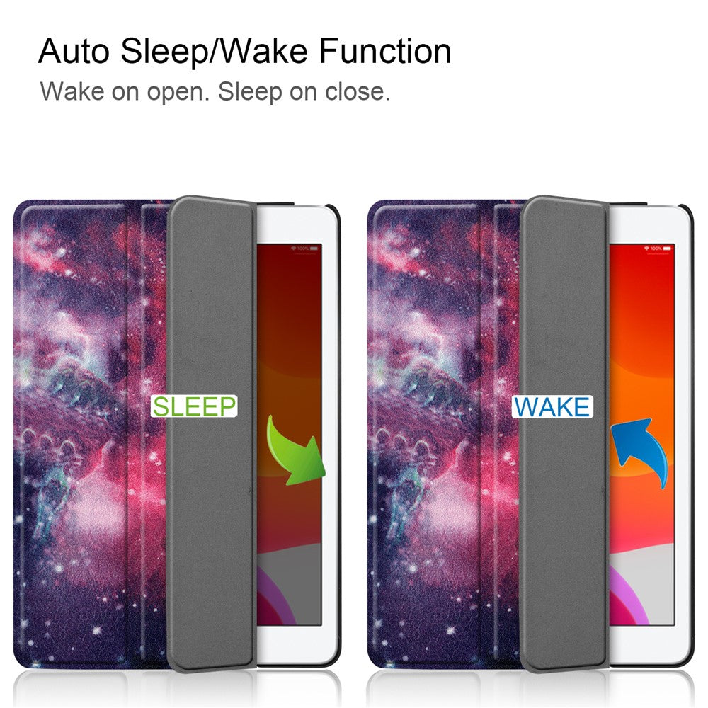Fashionable Pattern Printing PU Leather Tri-fold Stand Tablet Case for iPad 10.2 (2021)/(2020)/(2019) - Starry Sky