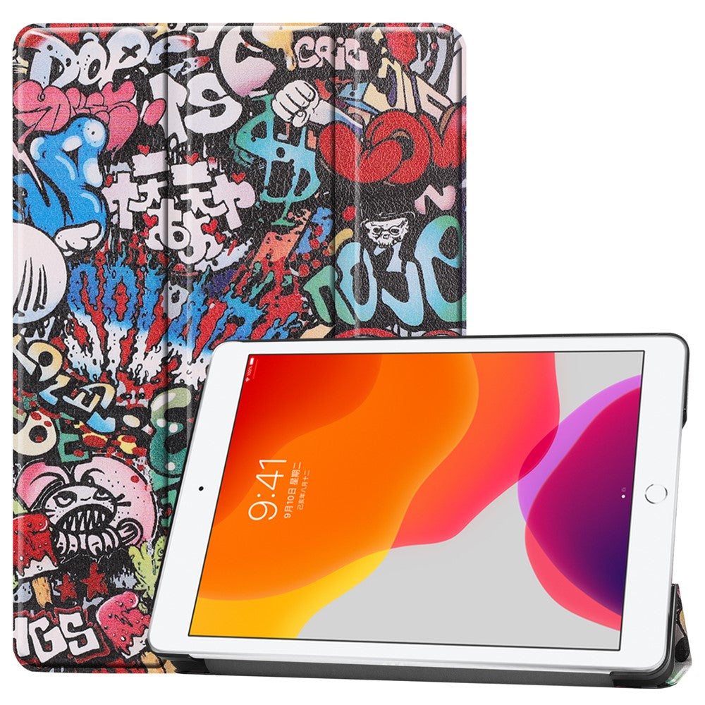 Fashionable Pattern Printing PU Leather Tri-fold Stand Tablet Case for iPad 10.2 (2021)/(2020)/(2019) - Graffiti Pattern