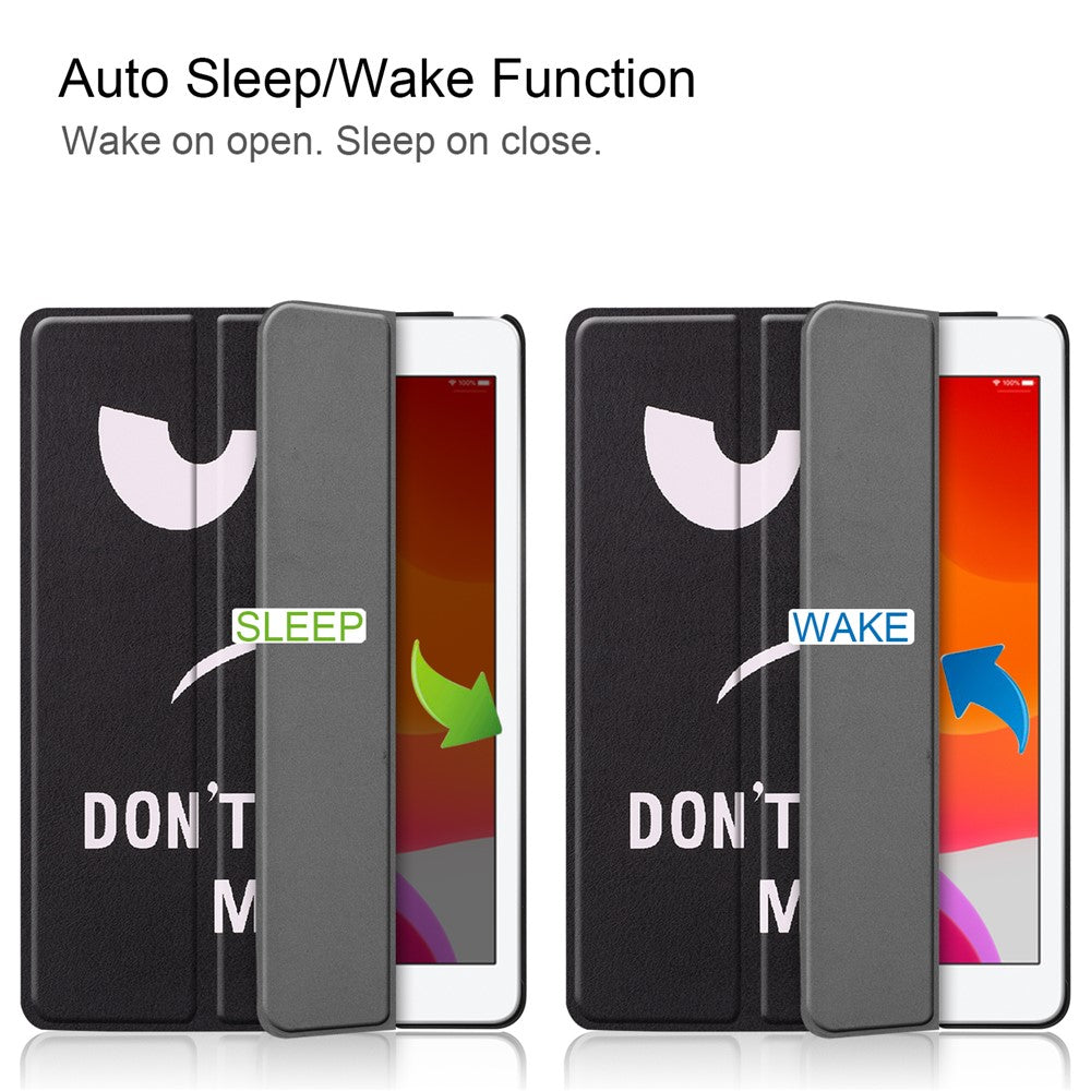 Fashionable Pattern Printing PU Leather Tri-fold Stand Tablet Case for iPad 10.2 (2021)/(2020)/(2019) - Don't Touch Me