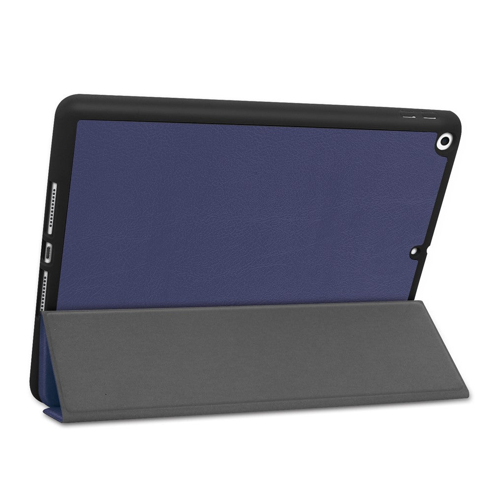 Leather Tablet Cover for iPad 10.2 (2021) / (2020) / (2019) Tri-Fold Stand Protection Case with Pen Slot - Dark Blue