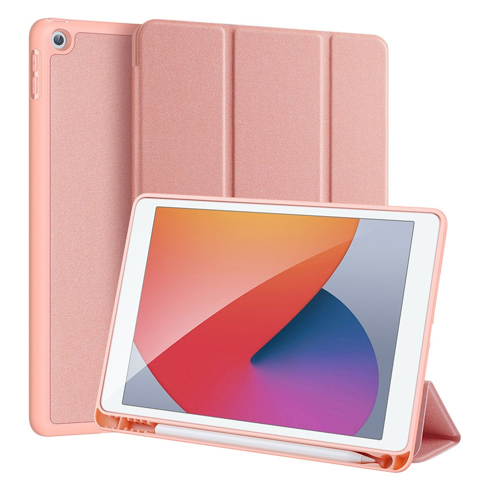 for iPad 10.2 (2021) / (2020) / (2019) Case Tri-Fold Stand PU Leather Smart Tablet Cover - Rose Gold