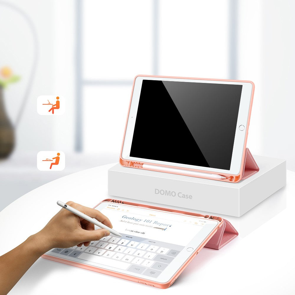 for iPad 10.2 (2021) / (2020) / (2019) Case Tri-Fold Stand PU Leather Smart Tablet Cover - Rose Gold