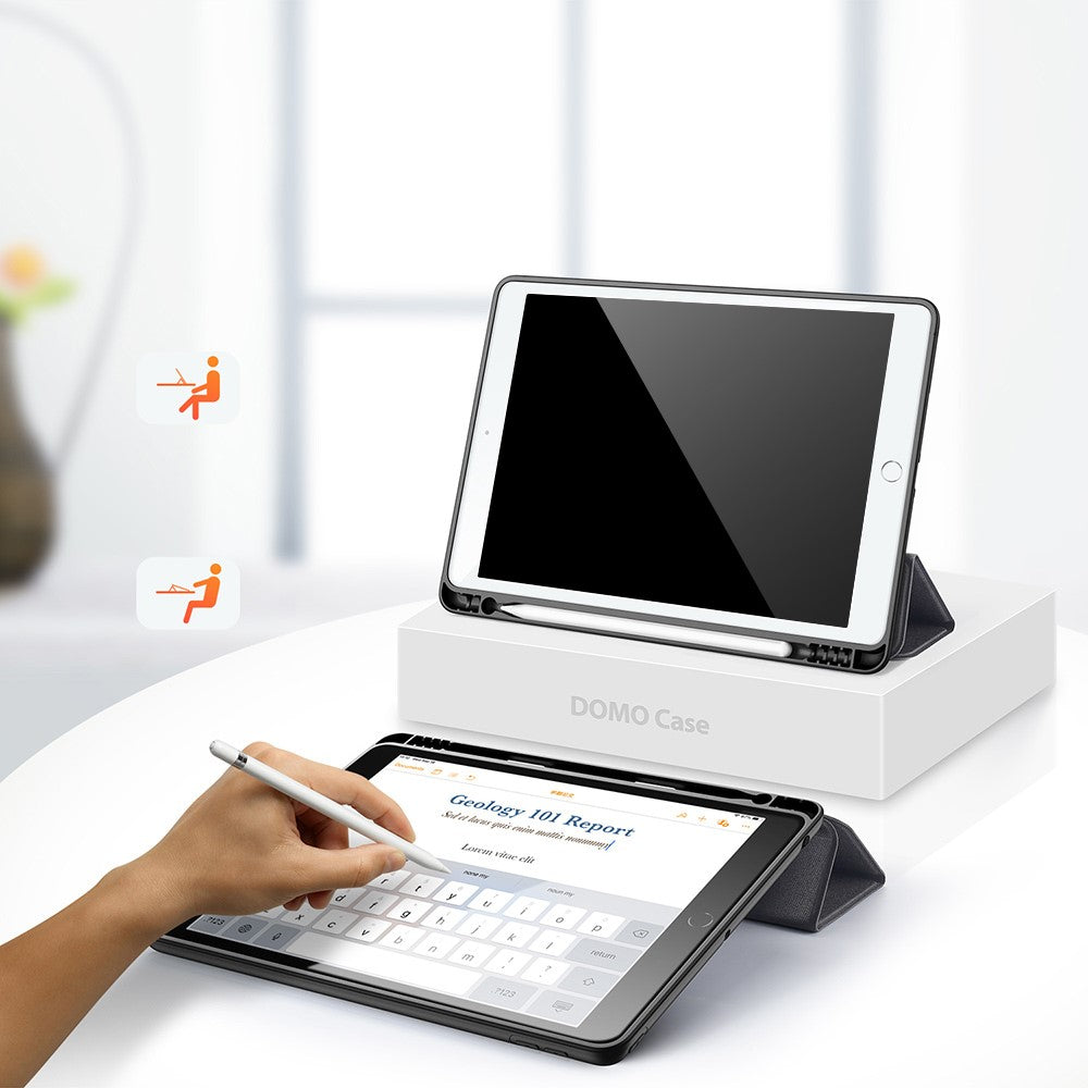 for iPad 10.2 (2021) / (2020) / (2019) Case Tri-fold Stand PU Leather Smart Tablet Cover - Black