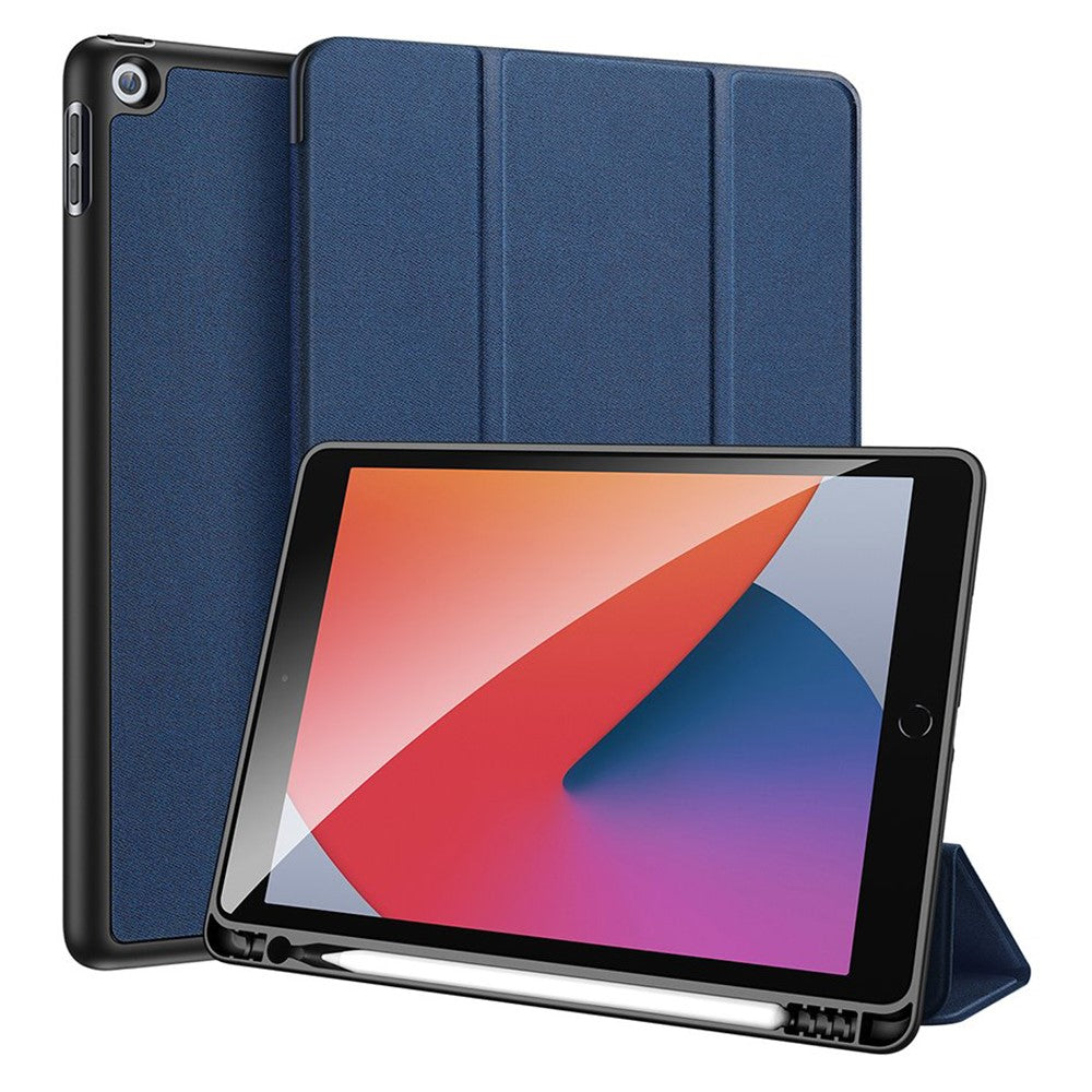 for iPad 10.2 (2021) / (2020) / (2019) Case Tri-fold Stand PU Leather Smart Tablet Cover - Blue