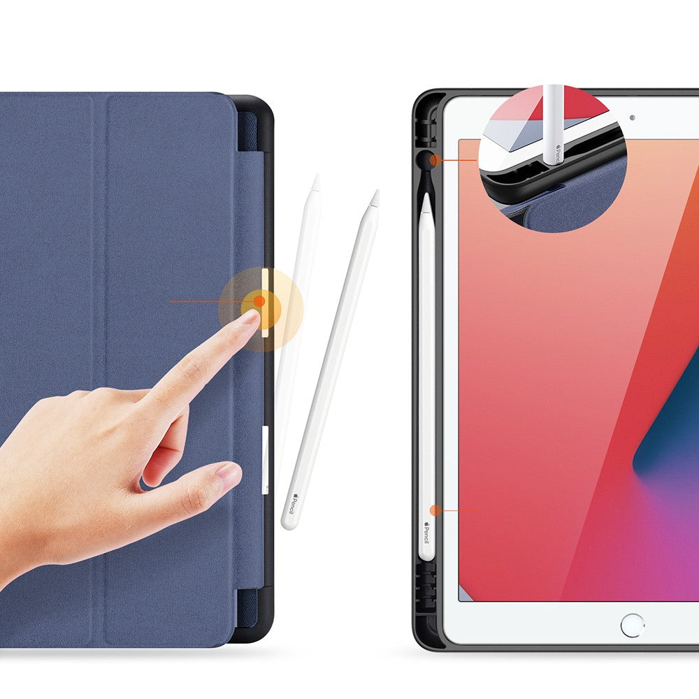 for iPad 10.2 (2021) / (2020) / (2019) Case Tri-fold Stand PU Leather Smart Tablet Cover - Blue