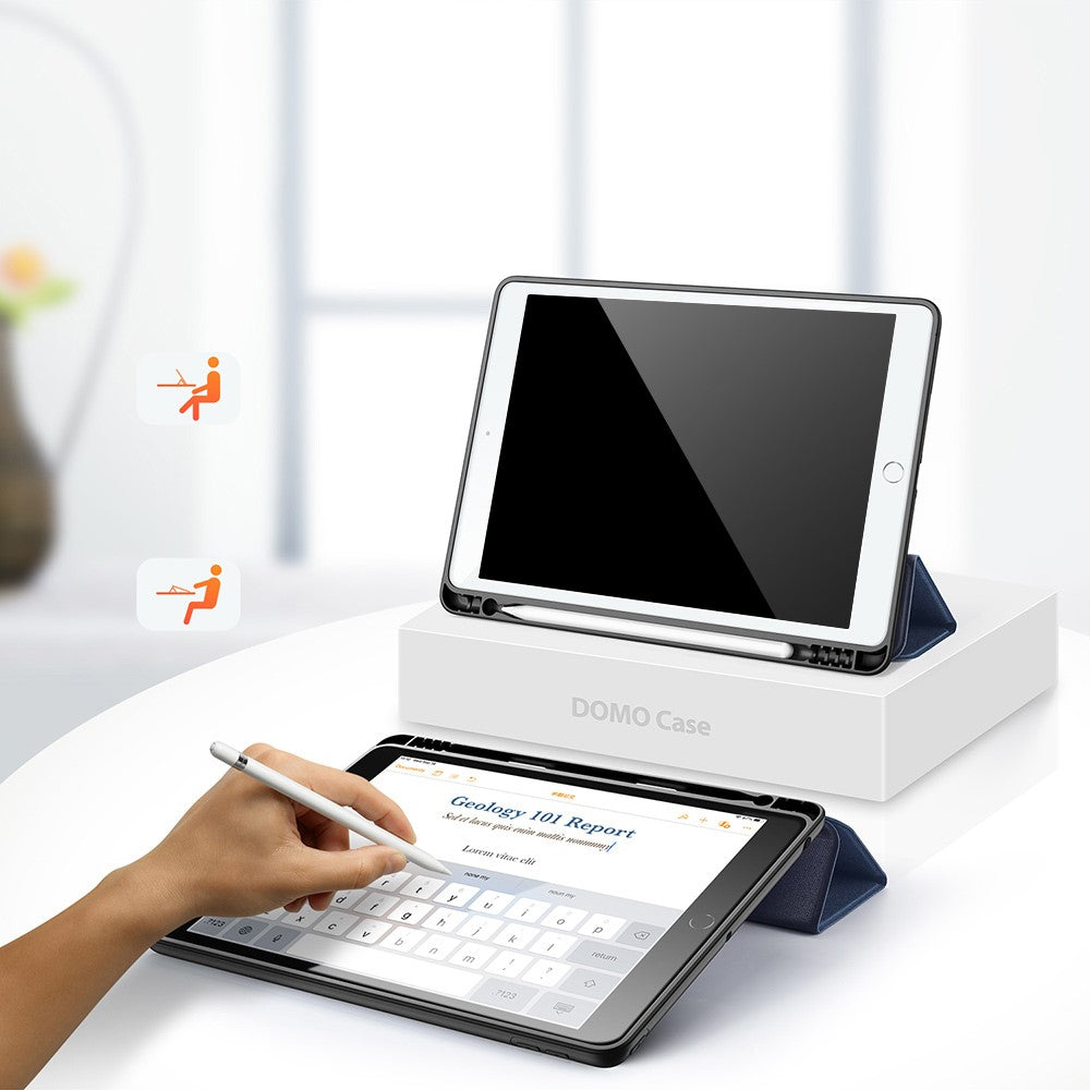 for iPad 10.2 (2021) / (2020) / (2019) Case Tri-fold Stand PU Leather Smart Tablet Cover - Blue