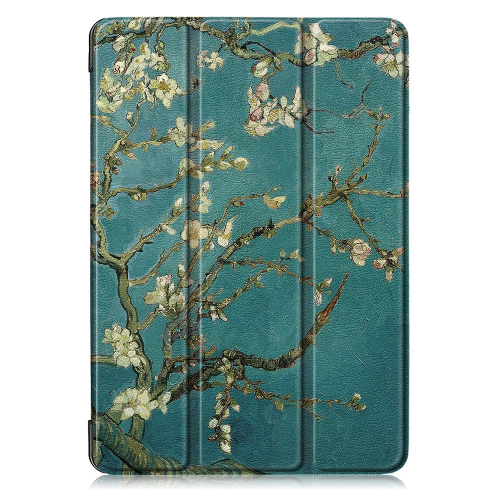 Pattern Printing PU Leather Smart Auto-Wake/Sleep Tri-fold Stand Tablet Shell for iPad 10.2 (2021)/(2020)/(2019) - Peach Blossom