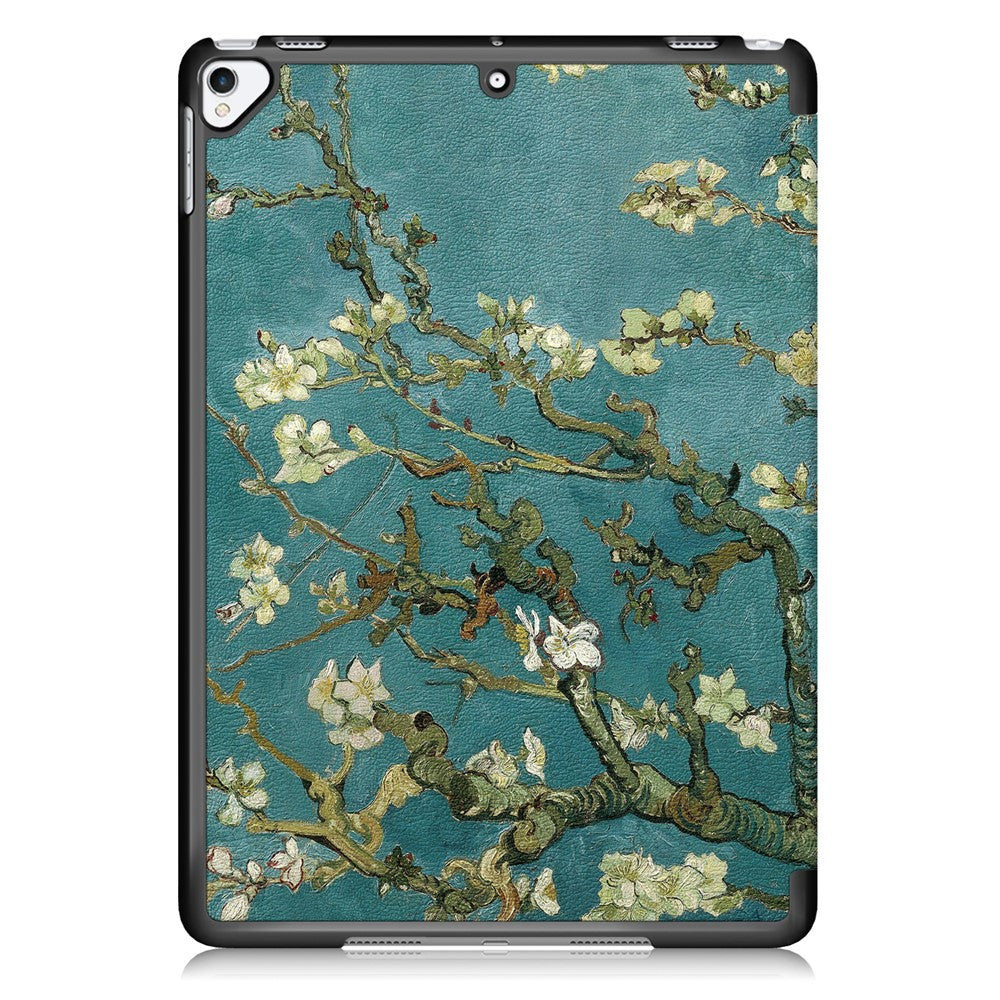 Pattern Printing PU Leather Smart Auto-Wake/Sleep Tri-fold Stand Tablet Shell for iPad 10.2 (2021)/(2020)/(2019) - Peach Blossom