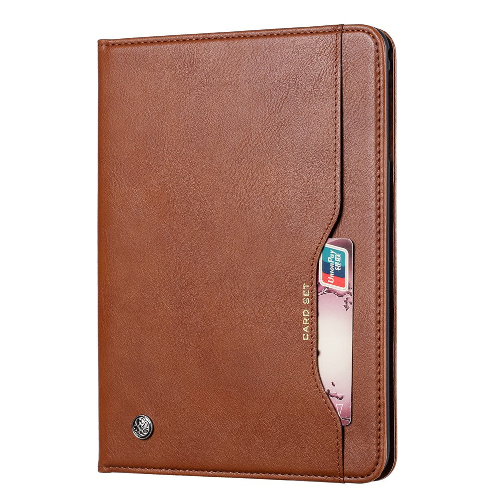Auto-absorbed PU Leather Wallet Stand Tablet Case with Pen Slot for iPad 10.2 (2021)/(2020)/(2019) - Brown