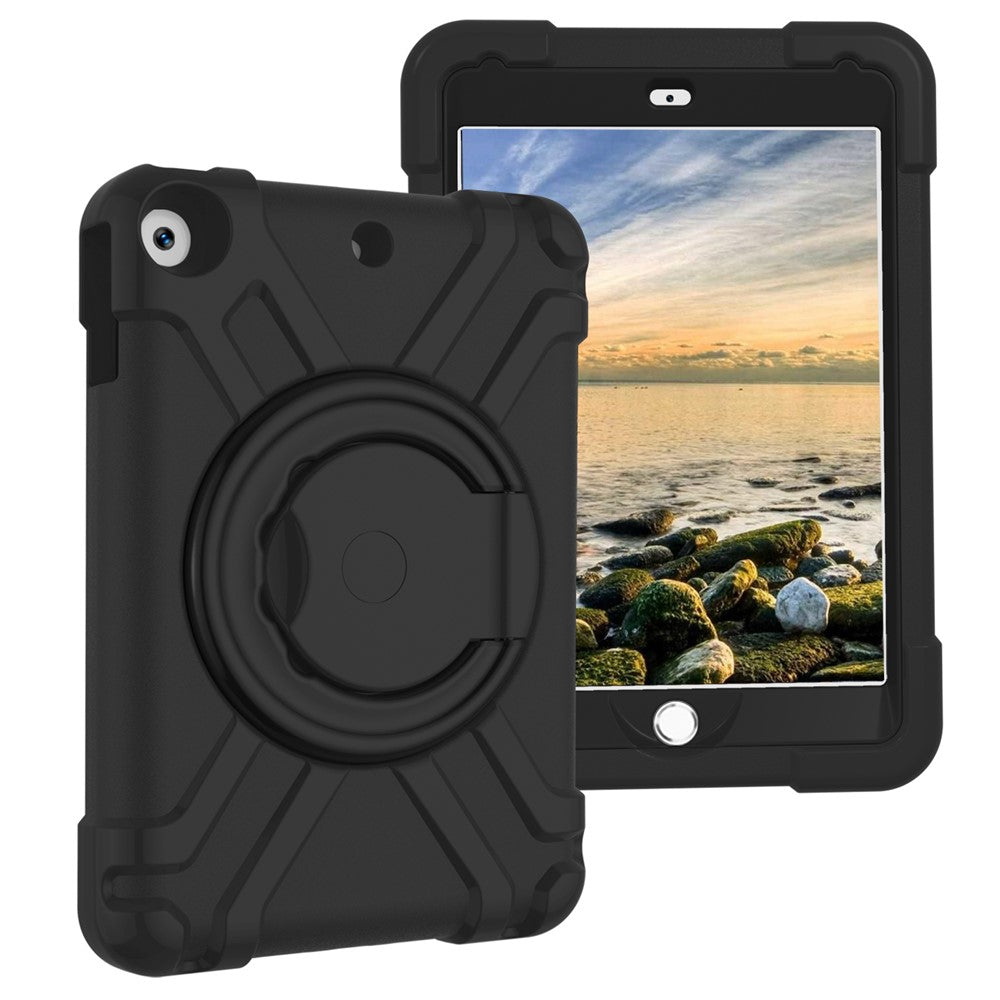 Tablet Case for iPad 10.2 (2021) / (2020) / (2019) Swivel Handle Kickstand PC + Silicone Protection Cover - All Black