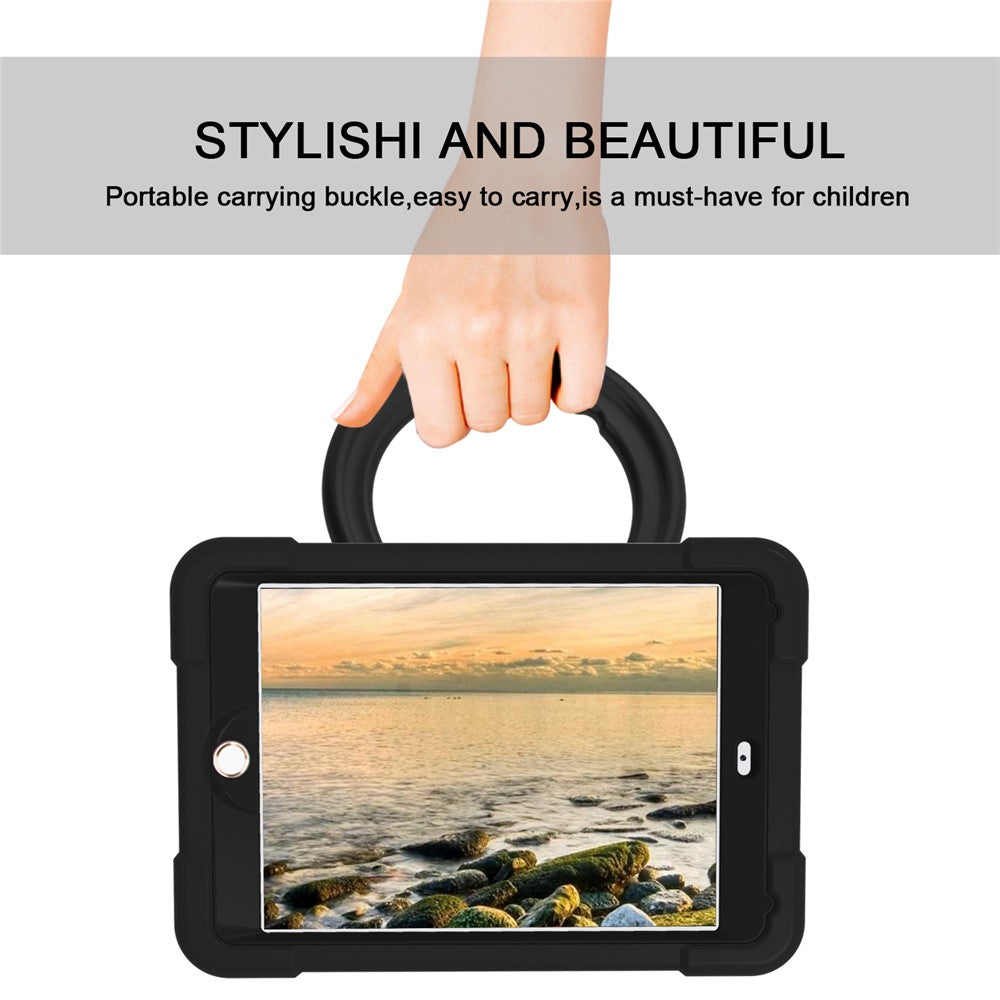 Tablet Case for iPad 10.2 (2021) / (2020) / (2019) Swivel Handle Kickstand PC + Silicone Protection Cover - All Black