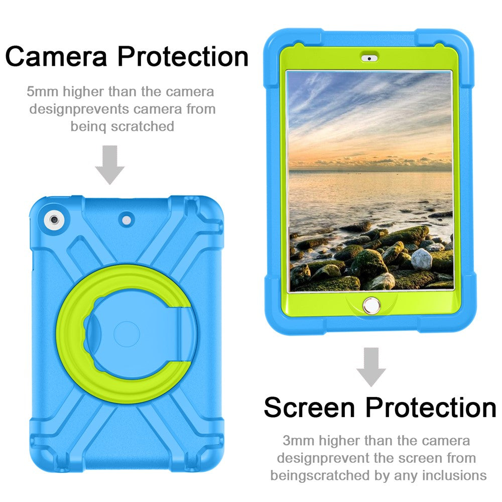 Tablet Case for iPad 10.2 (2021) / (2020) / (2019) Swivel Handle Kickstand PC + Silicone Protection Cover - Blue / Green