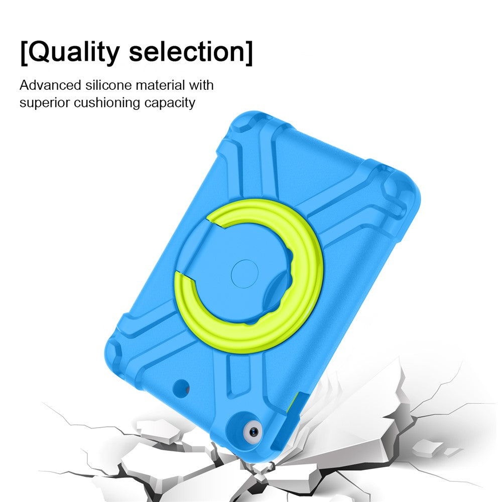 Tablet Case for iPad 10.2 (2021) / (2020) / (2019) Swivel Handle Kickstand PC + Silicone Protection Cover - Blue / Green