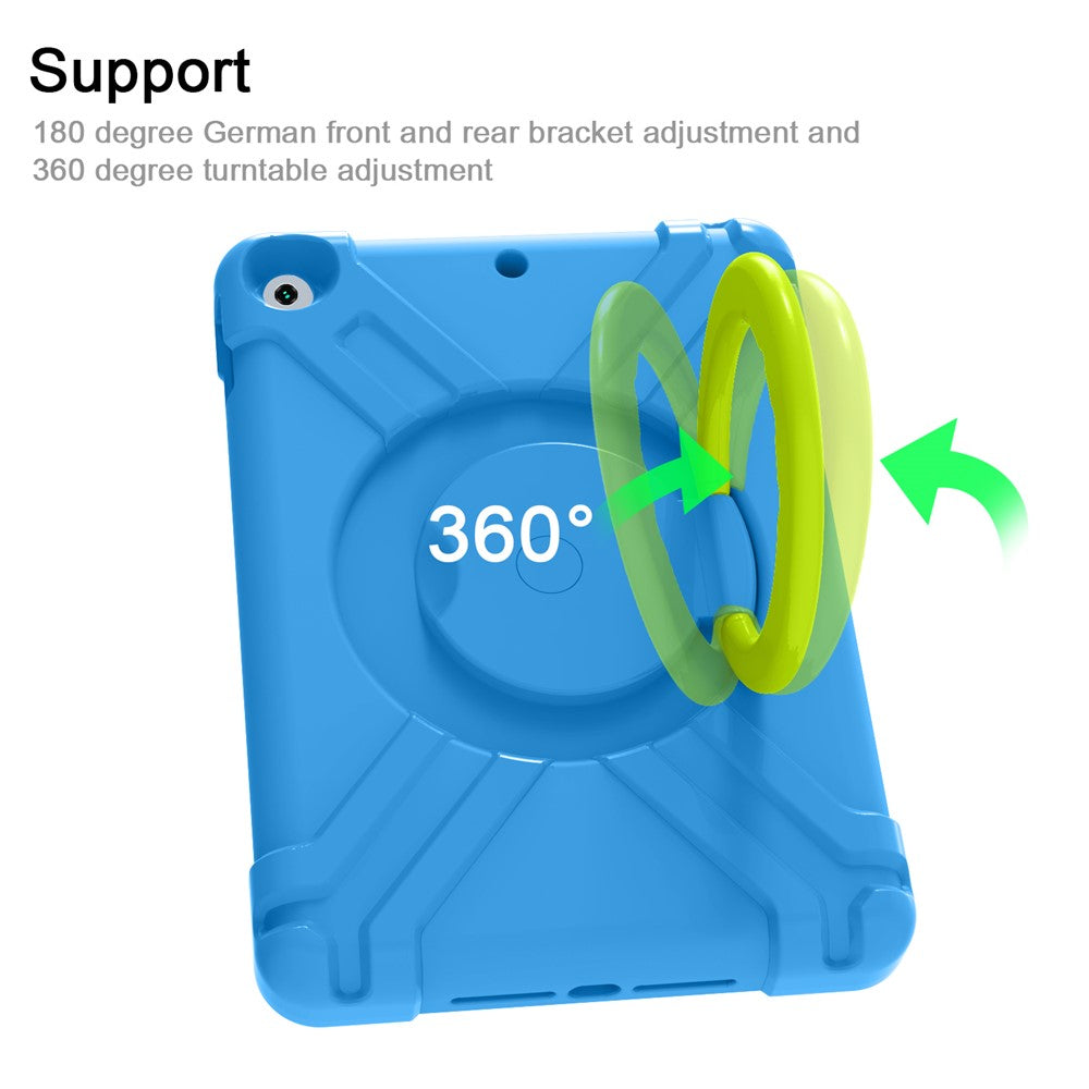 Tablet Case for iPad 10.2 (2021) / (2020) / (2019) Swivel Handle Kickstand PC + Silicone Protection Cover - Blue / Green