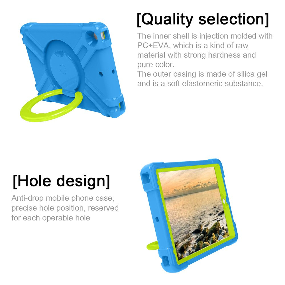 Tablet Case for iPad 10.2 (2021) / (2020) / (2019) Swivel Handle Kickstand PC + Silicone Protection Cover - Blue / Green