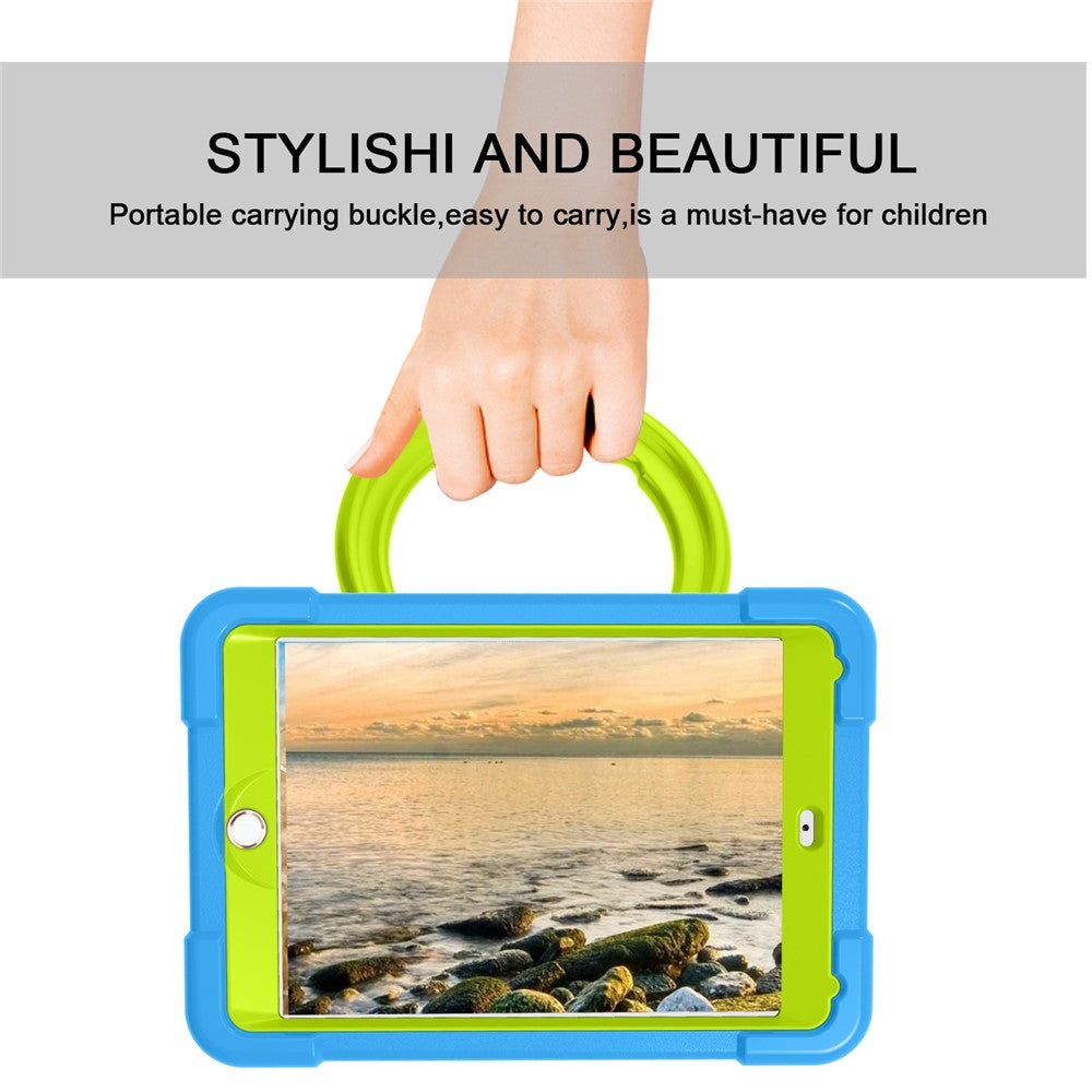 Tablet Case for iPad 10.2 (2021) / (2020) / (2019) Swivel Handle Kickstand PC + Silicone Protection Cover - Blue / Green