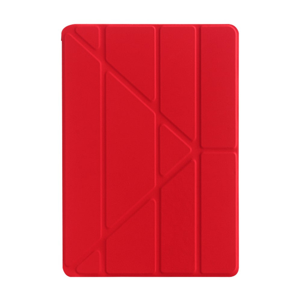 Leather Case for iPad 10.2 (2021)/(2020)/(2019) Origami Stand Tablet Protective Shell - Red