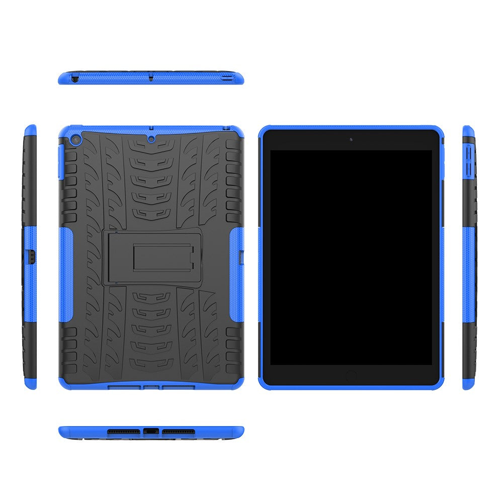 Anti-slip PC + TPU Hybrid Case with Kickstand for iPad 10.2 (2021)/(2020)/(2019) - Blue