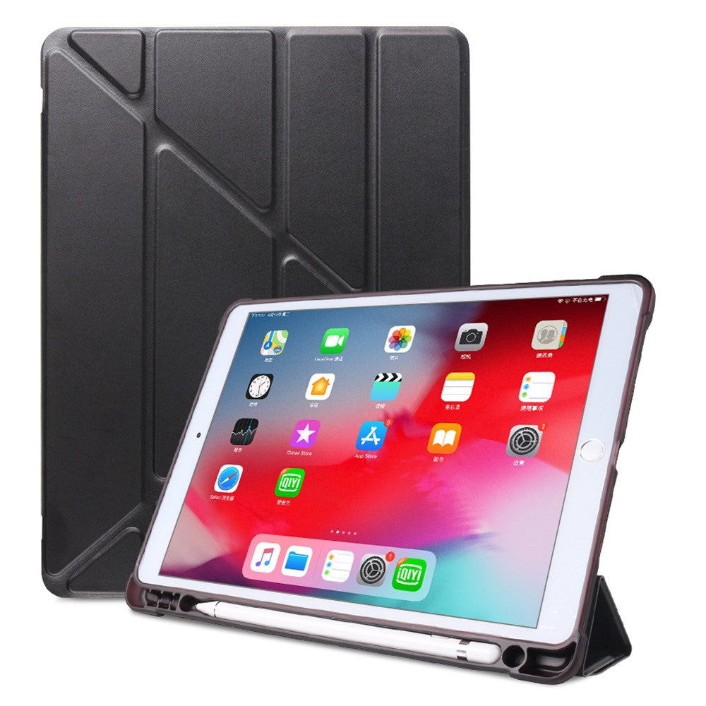 Origami Smart Leather Case [with Shock Absorption TPU / Apple Pencil Storage Groove] for iPad 10.2 (2021)/(2020)/(2019)/ iPad Air 10.5 inch (2019) / iPad Pro 10.5-inch (2017) - Black
