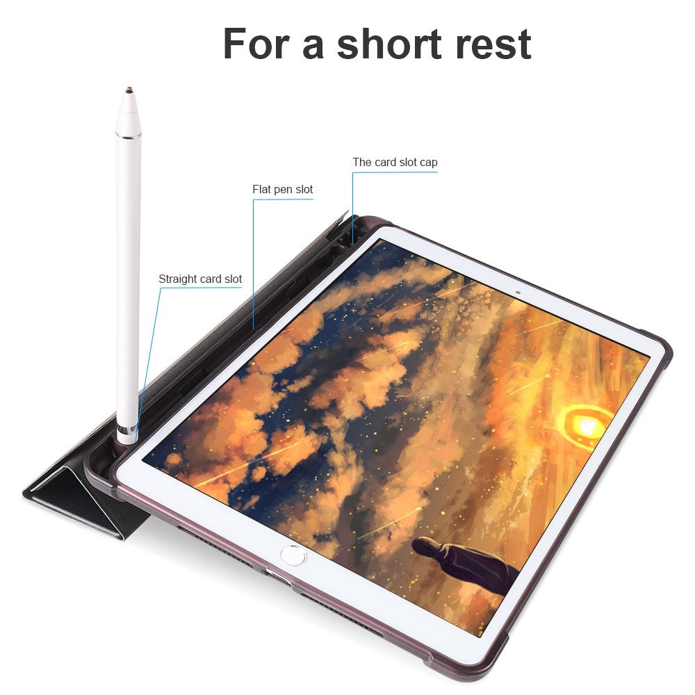 Origami Smart Leather Case [with Shock Absorption TPU / Apple Pencil Storage Groove] for iPad 10.2 (2021)/(2020)/(2019)/ iPad Air 10.5 inch (2019) / iPad Pro 10.5-inch (2017) - Black