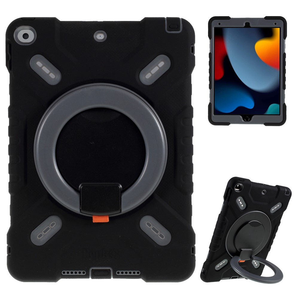 Tablet Case for iPad 10.2 (2021) / (2020) / (2019) / Air 10.5 inch (2019) Silicone Plastic Protective Cover with Kickstand - Black