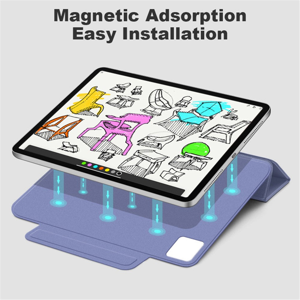 Leather Case for iPad Air 13 (2025)/(2024)/Pro 12.9 (2022)/(2021)/(2020)/(2018) Magnetic Clasp Tri-Fold Stand Cover - Blue