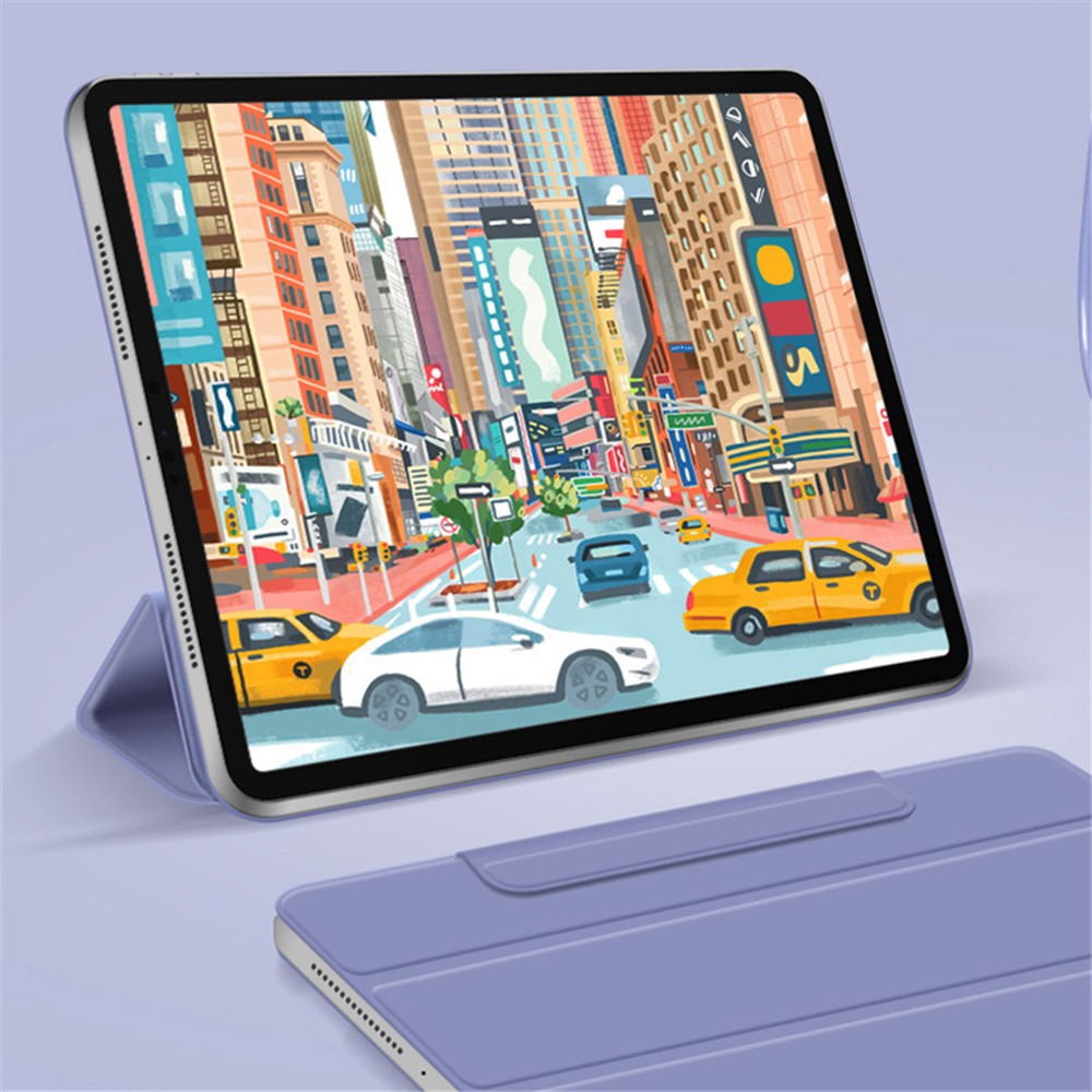 Leather Case for iPad Air 13 (2025)/(2024)/Pro 12.9 (2022)/(2021)/(2020)/(2018) Magnetic Clasp Tri-Fold Stand Cover - Blue
