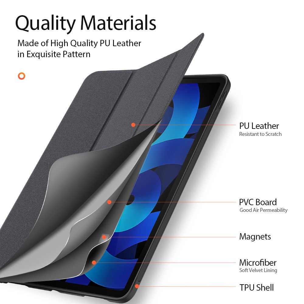 Tri-Fold Stand PU Leather Tablet Cover for iPad Air 11 (2025) / (2024) / Air (2020) / Air (2022) - Black