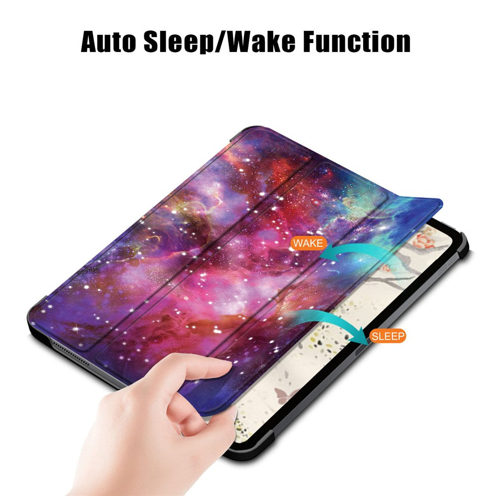 Pattern Printing Tri-Fold Stand PU Leather Magnetic Cover for iPad Air 11 (2025) / (2024) / Air (2020) / Air (2022) - Starry Sky