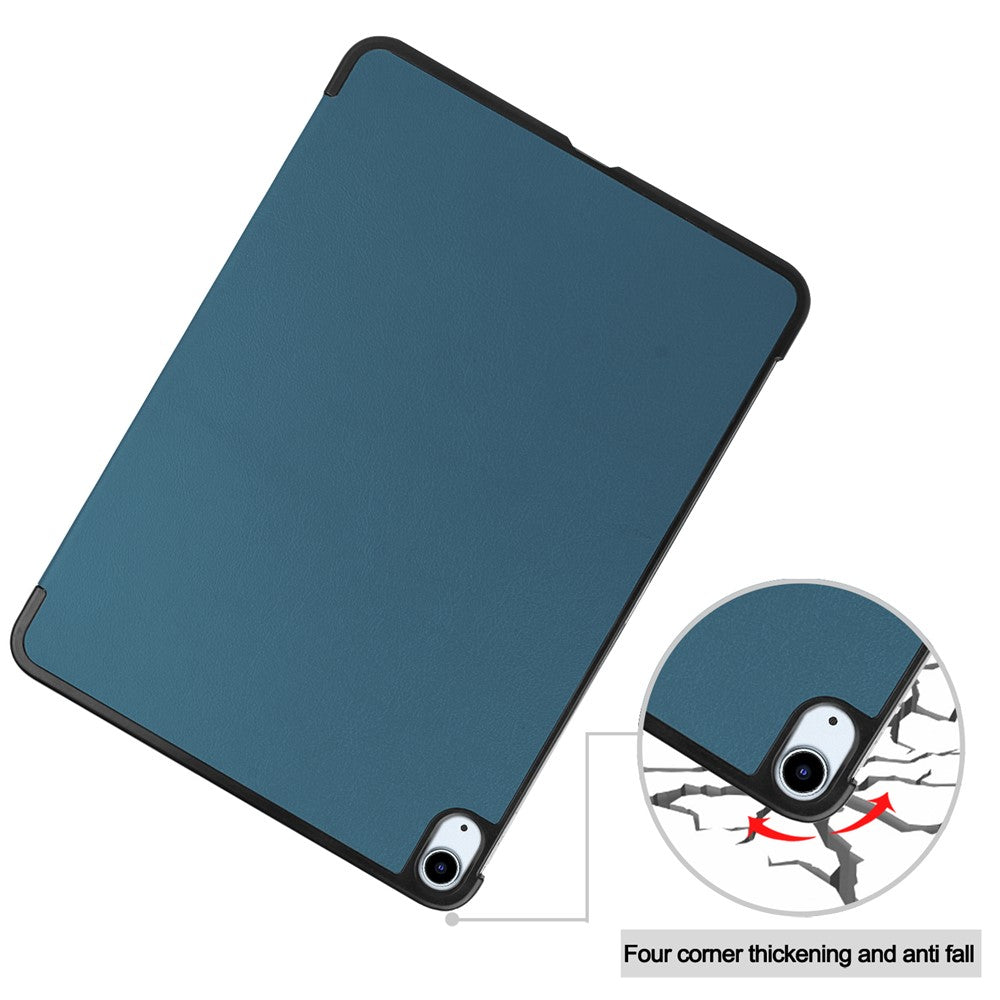 Litch Skin PU Leather Tri-Fold Stand Tablet Case for iPad Air 11 (2025) / (2024) / Air (2022) / (2020) - Blackish Green