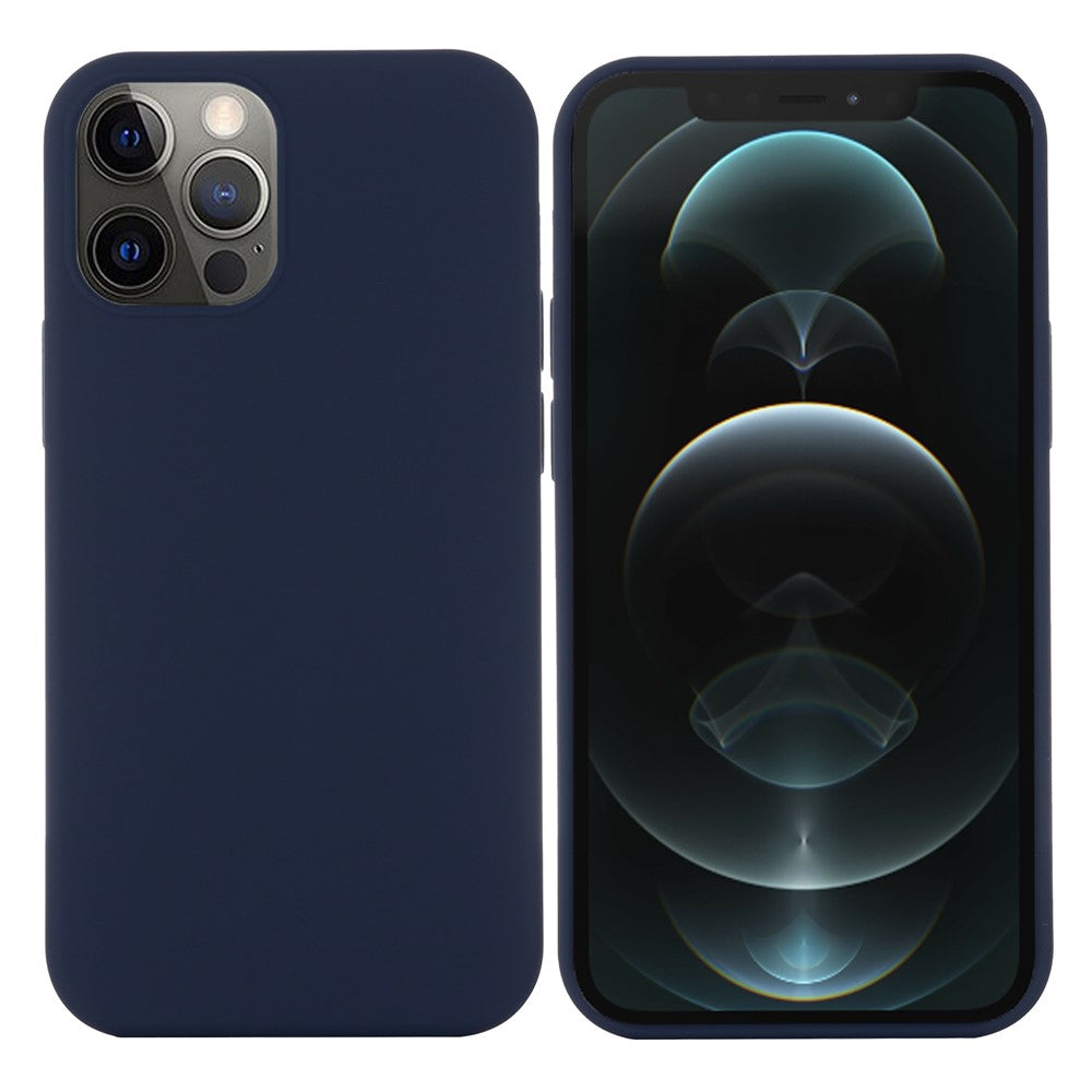 For iPhone 12 Pro/12 Case Liquid Silicone Phone Cover - Navy Blue