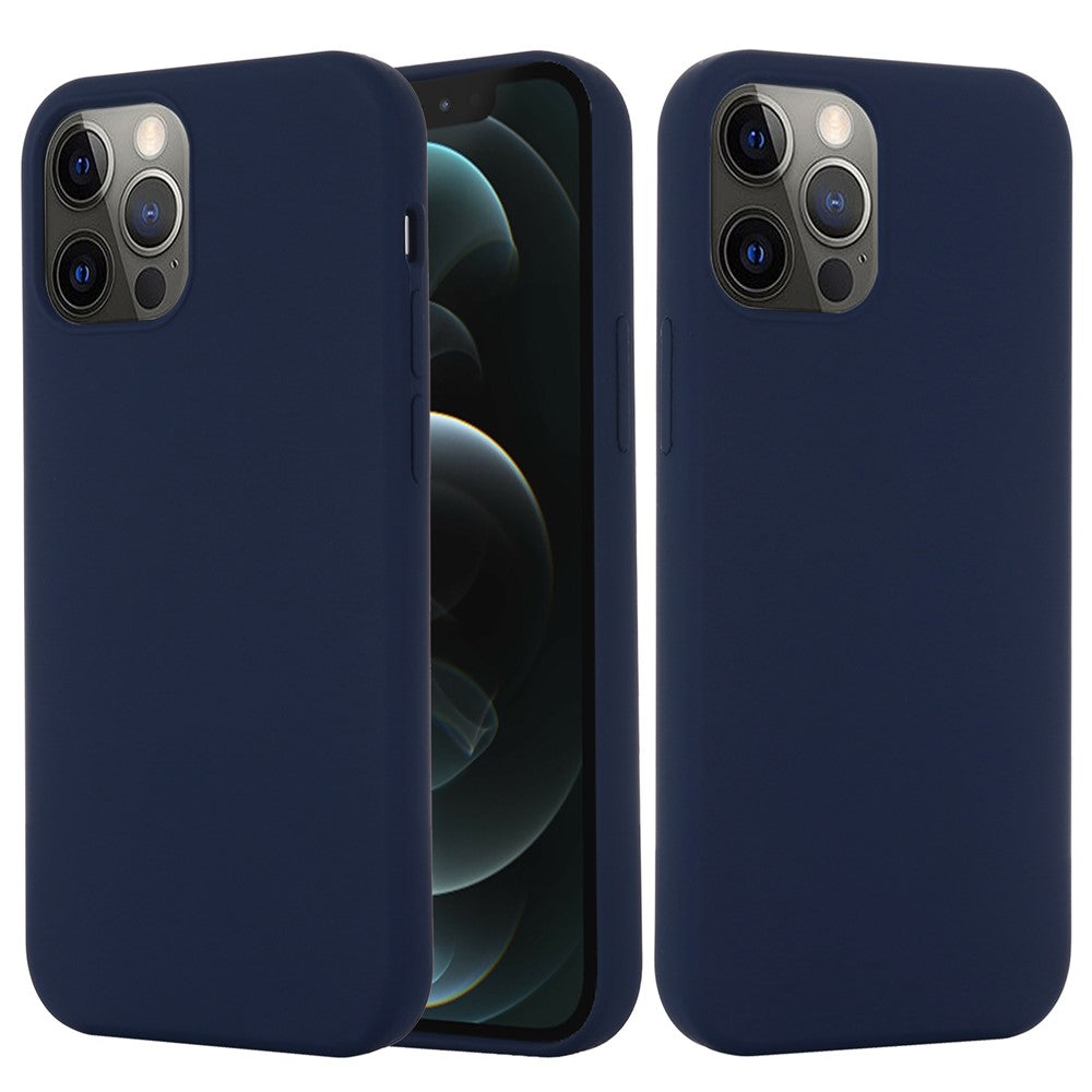 For iPhone 12 Pro/12 Case Liquid Silicone Phone Cover - Navy Blue