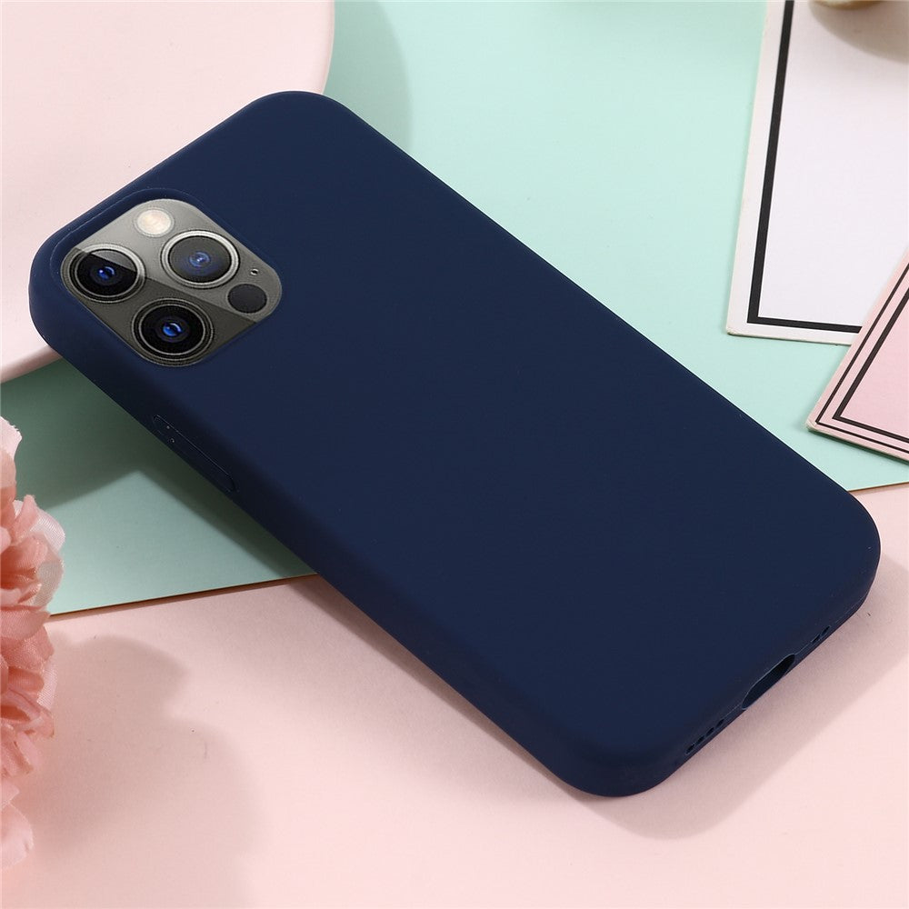 For iPhone 12 Pro/12 Case Liquid Silicone Phone Cover - Navy Blue