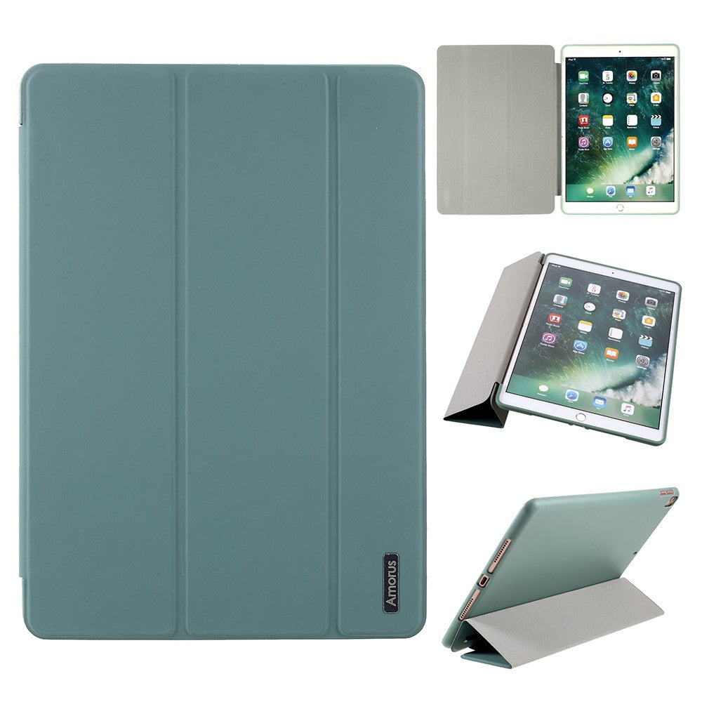 Tri-fold Stand Leather Smart Case with TPU Back Cover for iPad 10.2 (2021)/(2020)/(2019) - Green