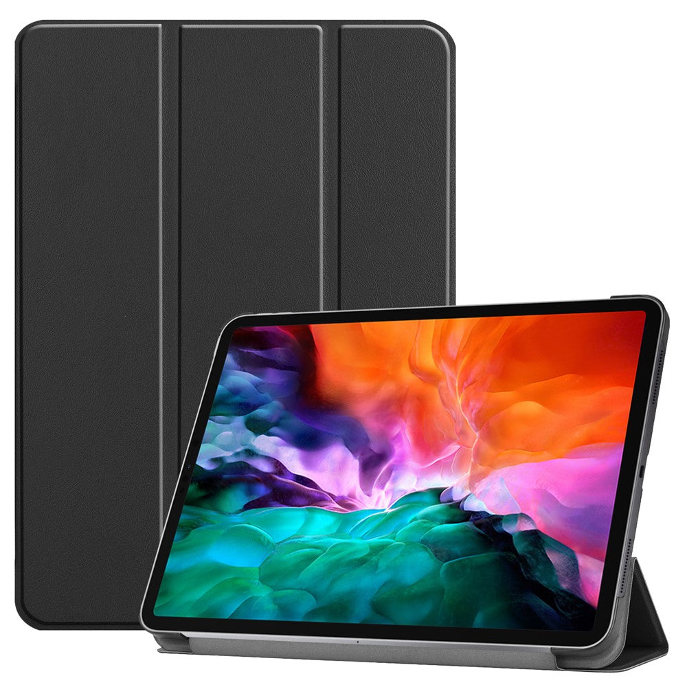 Stable Tri-fold Stand Design Leather Stand Case [Auto Sleep/Wake Function] for iPad Pro 12.9-inch (2021) - Black