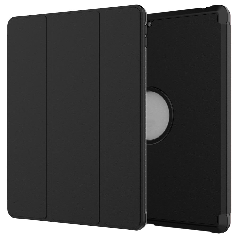A07 Tri-Fold Leather Tablet Case Cover for iPad 10.2 (2021)/(2020)/(2019) - Black