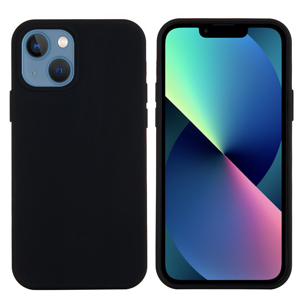 For iPhone 13 Protective surface Liquid Silicone Phone Back Case Protective Cover - Black
